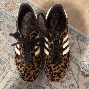 Adidas Leopard Pattern Sneakers with White Stripes